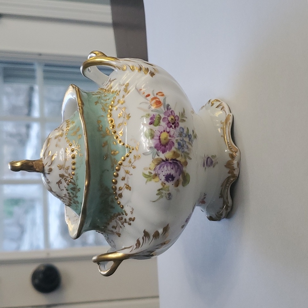 DRESDON GERMANY PORCELAIN SUGAR HOLDER.